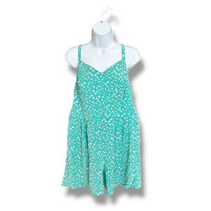 Torrid Women's Green White Floral Challis Smocked Tank One Piece Romper 1X